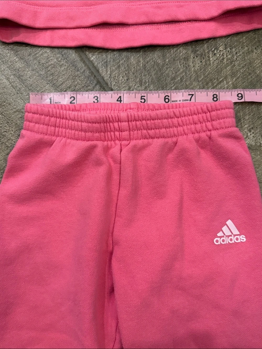 Adidas Baby Girls Hot Pink Fleece Crewneck Sweatshirt Jogger 2-Piece Set 24M